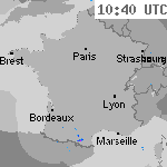 Image radar des pr&eacute;cipitations France 12:10 UTC