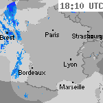 Image radar des pr&eacute;cipitations France 19:40 UTC
