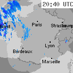 Image radar des pr&eacute;cipitations France 22:10 UTC