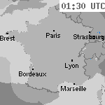 Image radar des pr&eacute;cipitations France 02:45 UTC